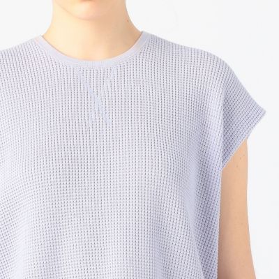 コットンポリエステルワッフル　クルーネックプルオーバー