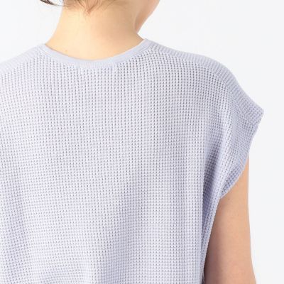 コットンポリエステルワッフル　クルーネックプルオーバー