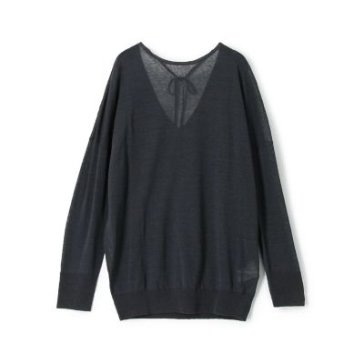 リネン　バックオープンプルオーバー