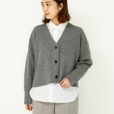 ウールリブ　Ｖネックカーディガン