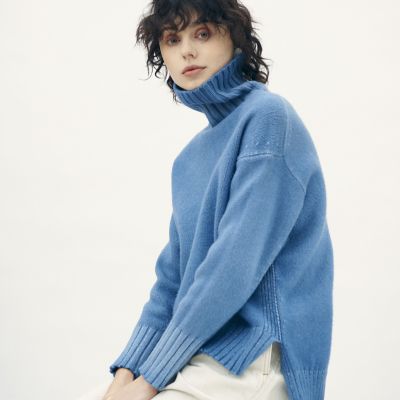 ラムカシミヤピースダイ　ハイネックプルオーバー