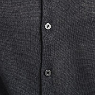 プレーンリネン　クルーネックカーディガン