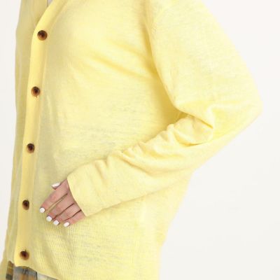 プレーンリネン　Ｖネックカーディガン
