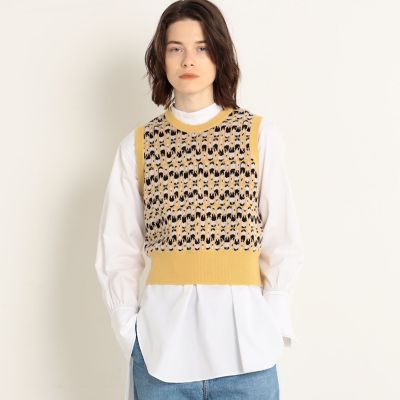 ＜maison TOMORROWLAND＞シャンパーニュジャカード　クルーネックベスト