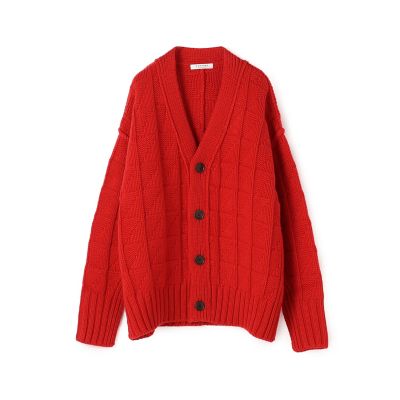 ラムカシミヤスクエアパターン Vネックカーディガン | maison