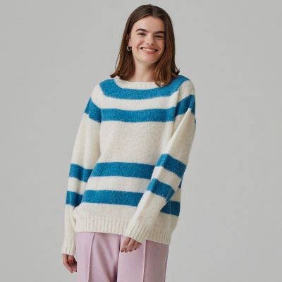 ＜maison TOMORROWLAND＞ウールボーダー　クルーネックプルオーバー