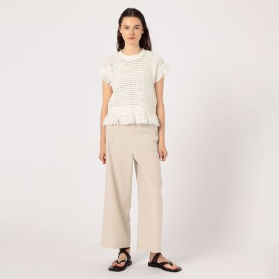 クロシェットフリンジ クルーネックプルオーバー | maison  