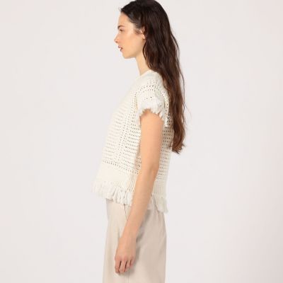 クロシェットフリンジ クルーネックプルオーバー | maison  