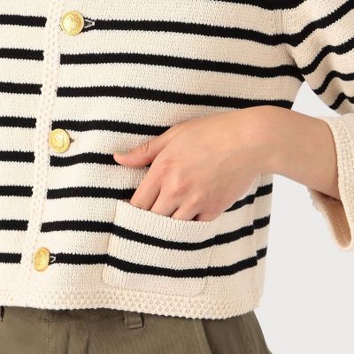 ハーフミラノリブ　クロップドカーディガン