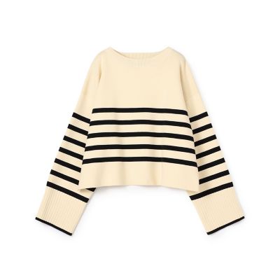 ＜maison TOMORROWLAND＞パネルボーダー　　ボートネックプルオーバー