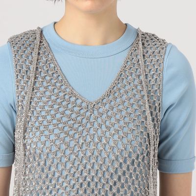 美品‼️トゥモローランド　メタリッククロシェVネックベスト メタリッククロシェ Vネックベスト | maison TOMORROWLAND/メゾン