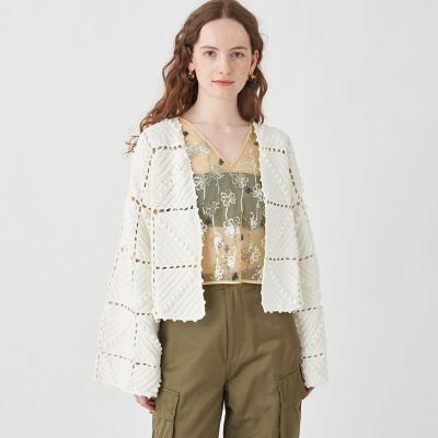 Knit246 ポップコーン売れ筋商品|||ニット　フード付き　オープンカーディガン オーバーサイズ ポップコーンニットカーディガンPopcorn knit