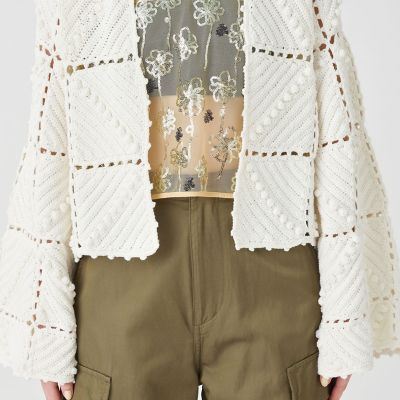 Knit265 ポップコーン売れ筋商品|||ニット　オープンカーディガン ポップコーンクロシェ フロントオープンカーディガン | maison