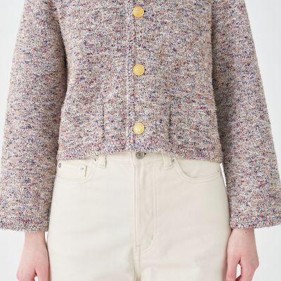 ミックスヤーンツイード クルーネックカーディガン | maison