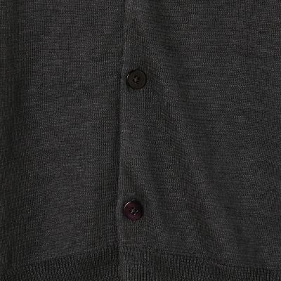 プレーンリネン　クルーネックカーディガン