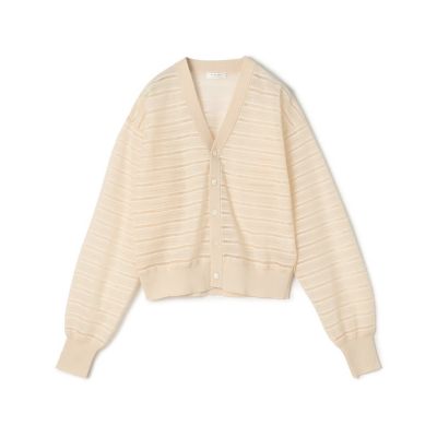 シアーヤーンボーダー Vネックカーディガン | maison