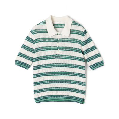 ＜maison TOMORROWLAND＞コットンナイロンラメボーダー　ポロカラープルオーバー