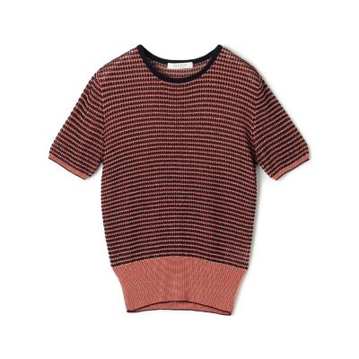 maison TOMORROWLAND/メゾン トゥモローランド コットンナイロンラメボーダー　ハーフスリーブプルオーバー