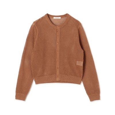 リネンメッシュ　クルーネックカーディガン