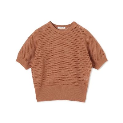 リネンメッシュ　ハーフスリーブプルオーバー