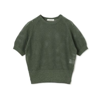 リネンメッシュ　ハーフスリーブプルオーバー
