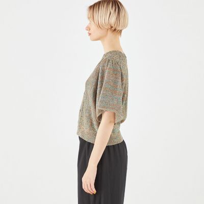 美品 MAISON HAUSSMANN メゾンオスマン 犬 ドッグ ワッペン Vネック ライン カーディガン XS ホワイト レディース 古着 中古 ファンシーラメVネックカーディガン/earth music&ecology