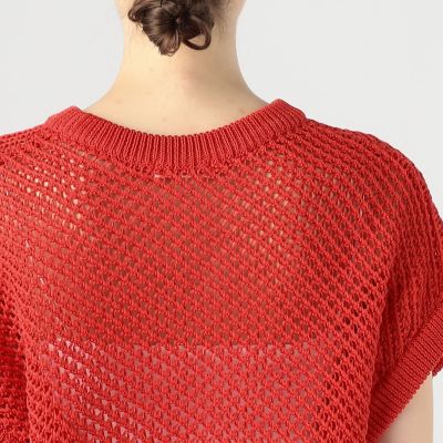 コットンメッシュ　クルーネックプルオーバー