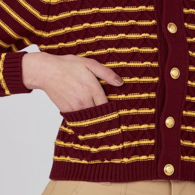 ハイブリットコットンケーブル　クルーネックカーディガン