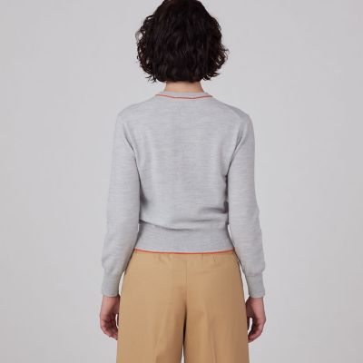 プレーンウール　クルーネックカーディガン