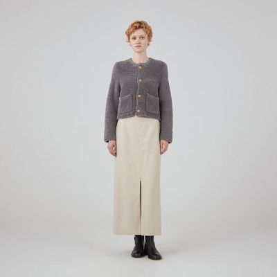 ムートン クルーネックカーディガン | maison TOMORROWLAND/メゾン