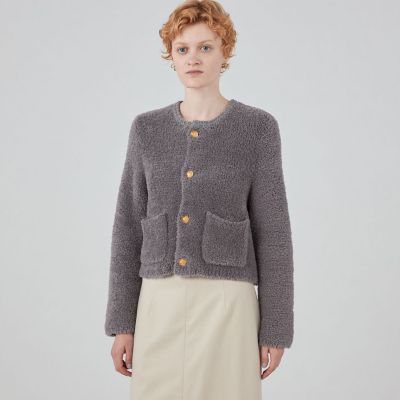 トゥモローランド　ムートンクルーネックカーディガン ムートン クルーネックカーディガン | maison TOMORROWLAND/メゾン