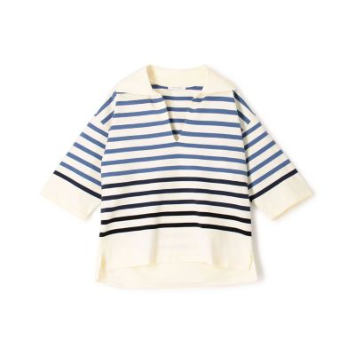 ＜maison TOMORROWLAND＞コットンポリエステルボーダー　スキッパープルオーバー