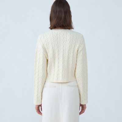 ハイブリットコットンケーブル クルーネックカーディガン | maison