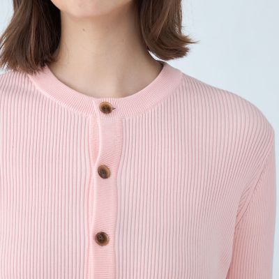 コットンリブ　クルーネックカーディガン