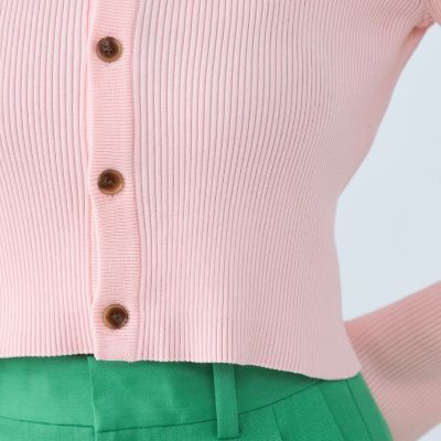 コットンリブ　クルーネックカーディガン