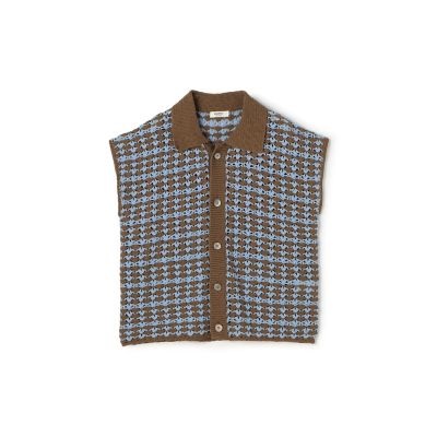＜maison TOMORROWLAND＞リネンコットンクロシェ　ポロカラーカーディガン
