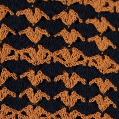 リネンコットンクロシェ　ポロカラーカーディガン