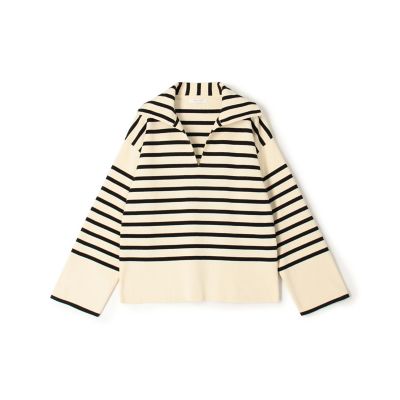 ＜maison TOMORROWLAND＞【ＷＥＢ限定】パネルボーダー　スキッパープルオーバー