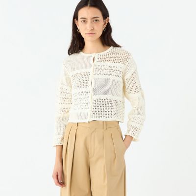 【ＷＥＢ限定】コットンレーシー　クルーネックカーディガン