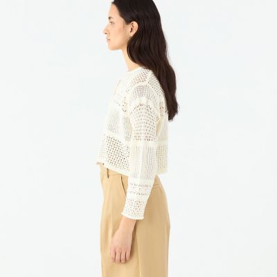 【ＷＥＢ限定】コットンレーシー　クルーネックカーディガン