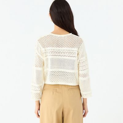 【ＷＥＢ限定】コットンレーシー　クルーネックカーディガン