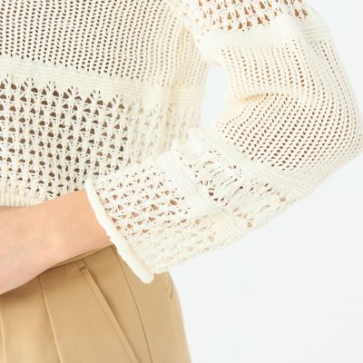 【ＷＥＢ限定】コットンレーシー　クルーネックカーディガン