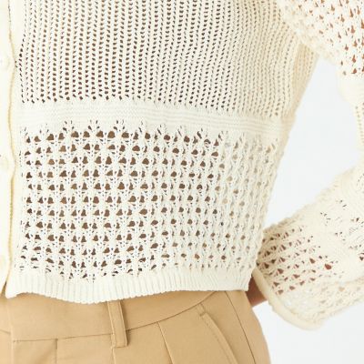 【ＷＥＢ限定】コットンレーシー　クルーネックカーディガン