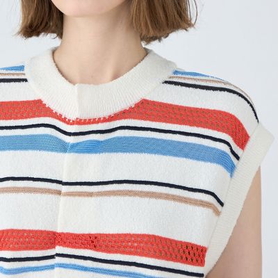 パイルボーダー　クルーネックベスト