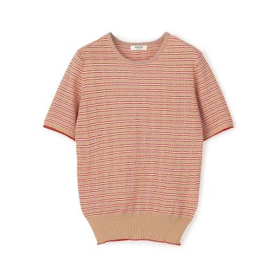 ニット セーター コットンナイロンラメチェック クルーネックプルオーバー レディース コットンナイロンラメチェック クルーネックプルオーバー