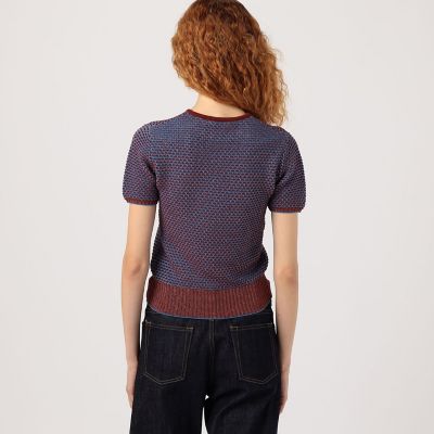 MACPHEE 今期 コットンナイロンラメボーダー クルーネックプルオーバー MACPHEE 今期 コットンナイロンラメボーダー クルーネックプル