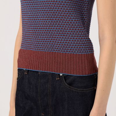 コットンナイロンラメボーダー クルーネックプルオーバー