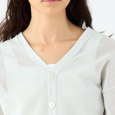 コットンメッシュ　Ｖネックカーディガン