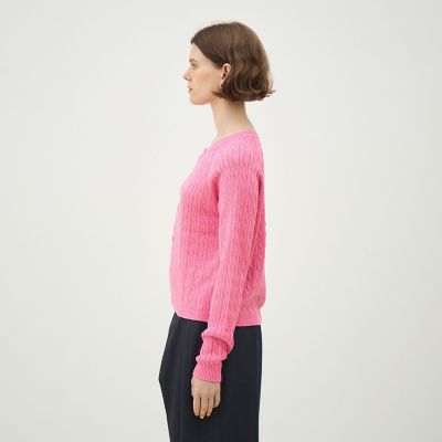 【新品】Doux archives アンゴラ混ケーブルクルーネックカーディガン ハイブリットコットンケーブル クルーネックカーディガン | maison