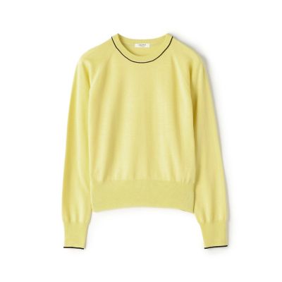 ☆美品☆LE CIEL BLEU ラッフルスリーブウールブルゾン イエロー M カシミヤシルクリブ ハーフスリーブプルオーバー